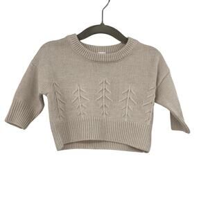 Modern Moments Neutral Cream Crewneck Sweater Trees Nature Baby 0-3 Months